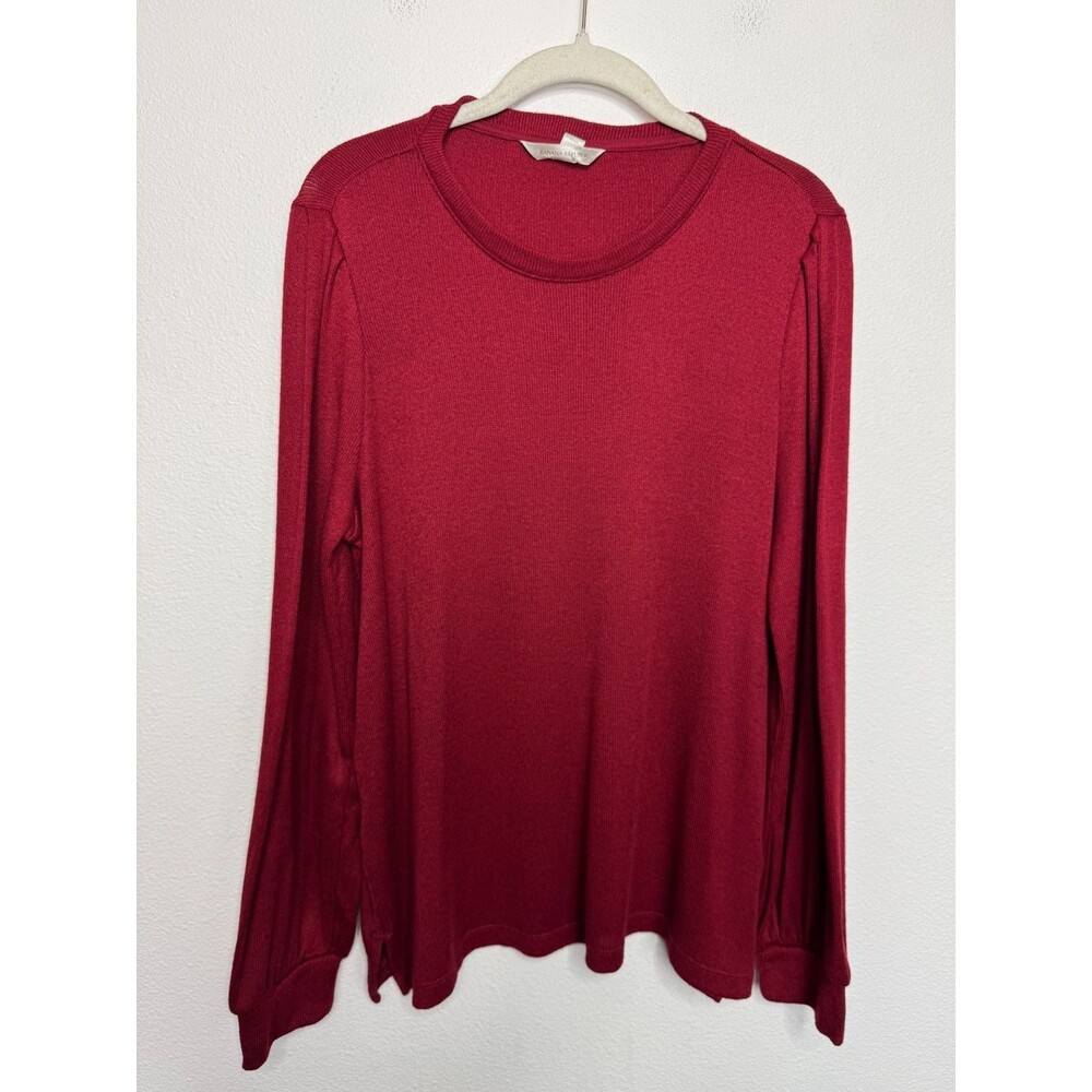 Banana Republic Medium Long Sleeve Cozy Rib Crewneck Sweater Red Pullover